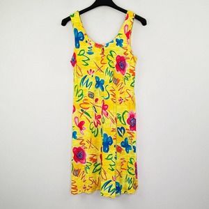 Xtreme Island Designs Women's Small Yellow Dress Floral Tank Hawaiian AI3